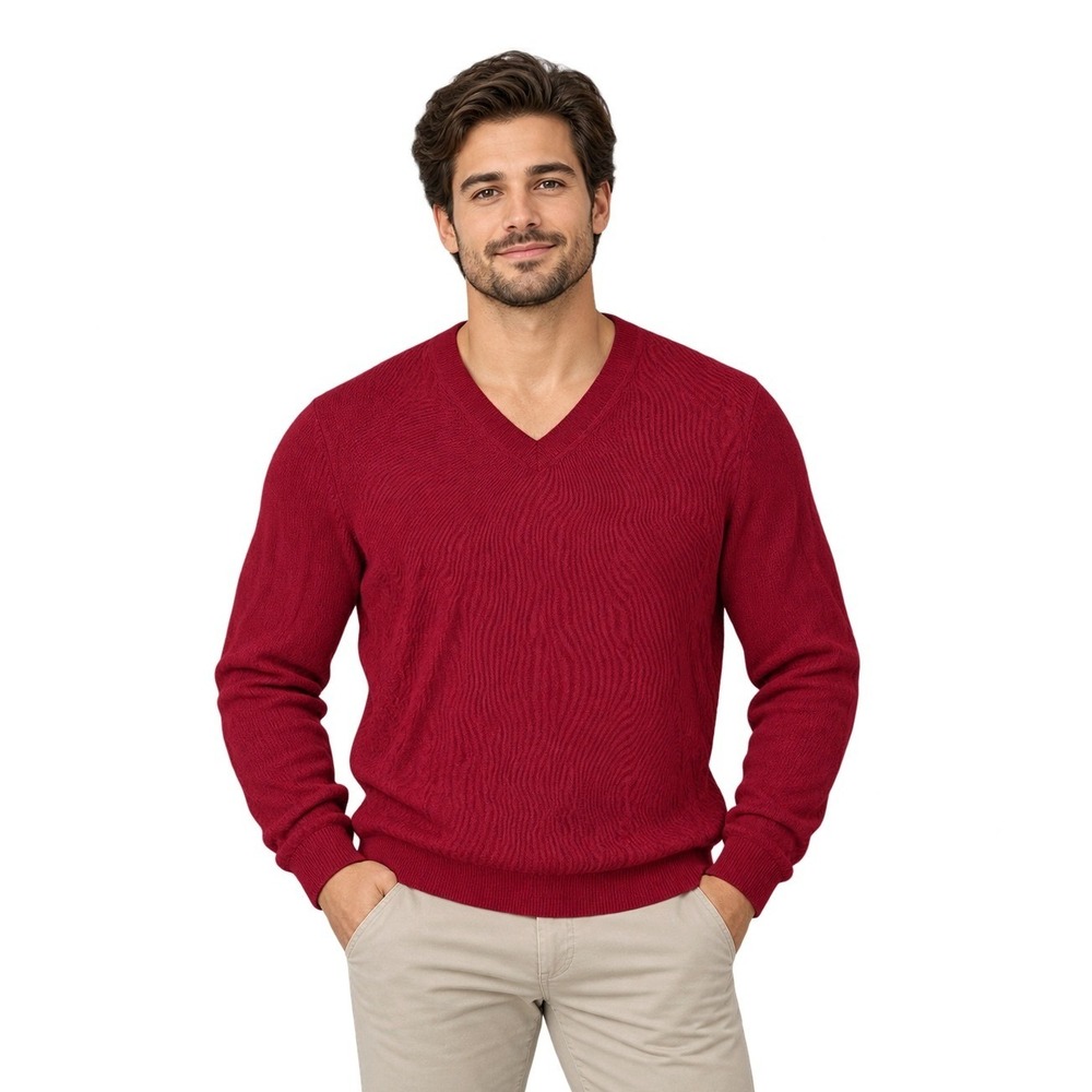 NEW Club Room Sweater Men's Size XL Red Estate Merino Wool Blend V Neck Layering
